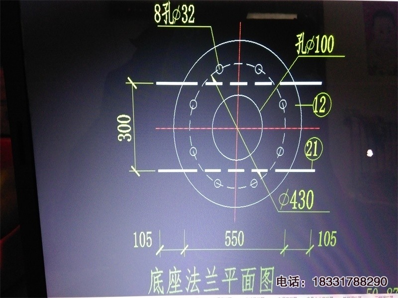 交通標志桿底座法蘭CAD大樣圖